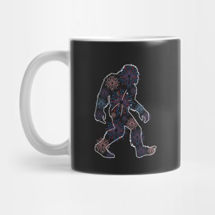 Patriotic Bigfoot Sasquatch Silhouette 4th of July Fireworks Mug